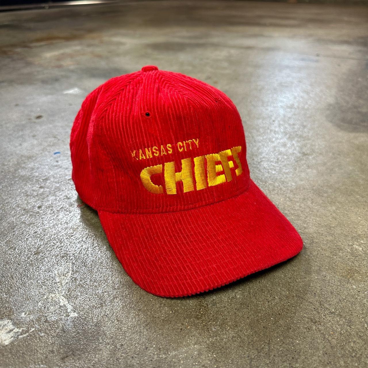 Red Kansas City Script - White Corduroy Dad Hat