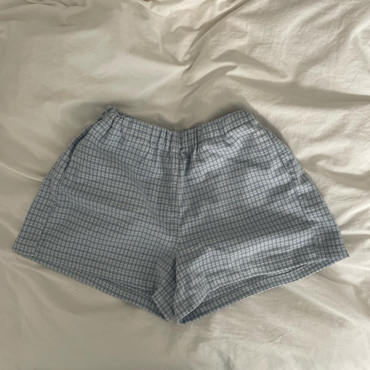 Brandy Melville Women's Blue And White Shorts | Depop