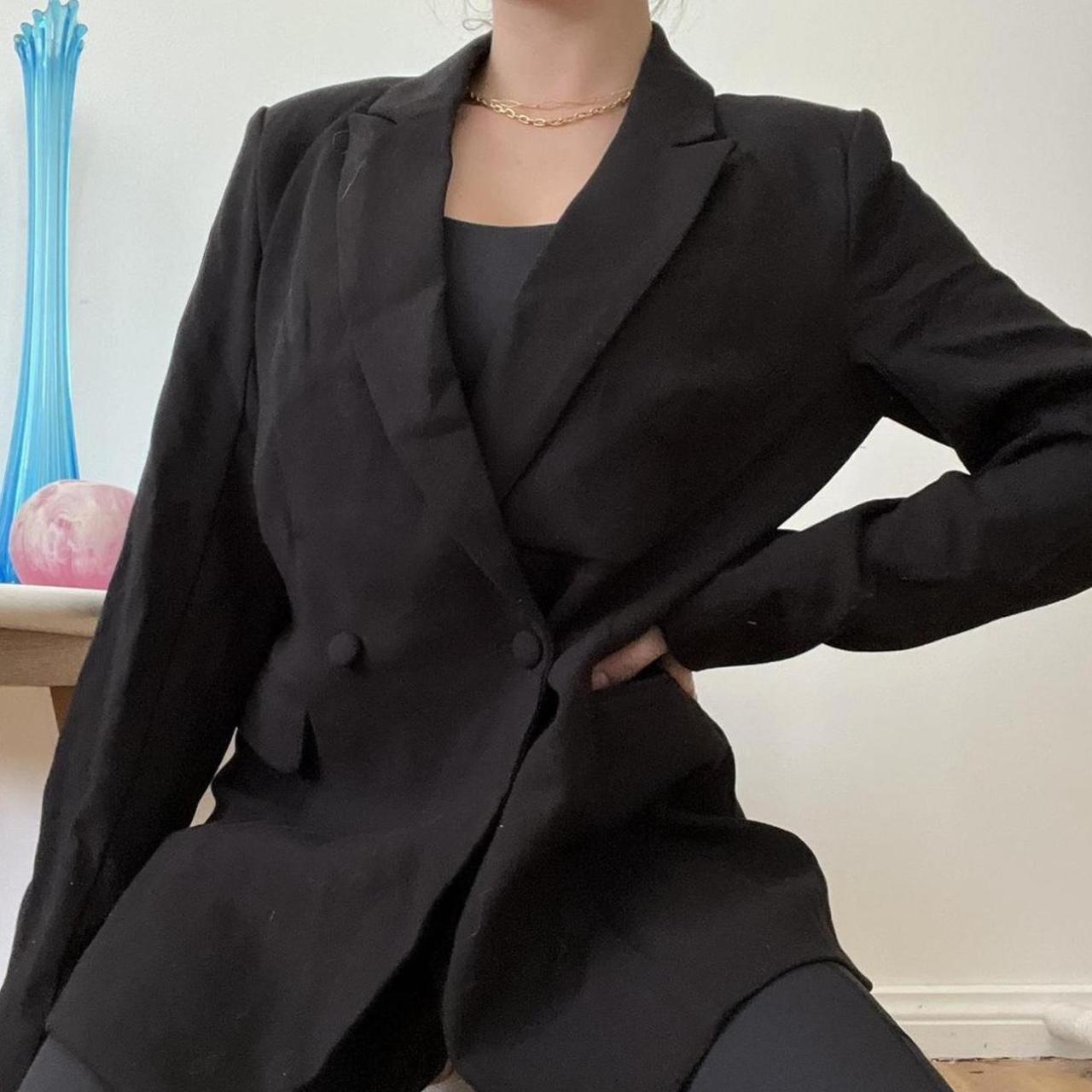 GLASSONS double breasted black cotton blazer Depop