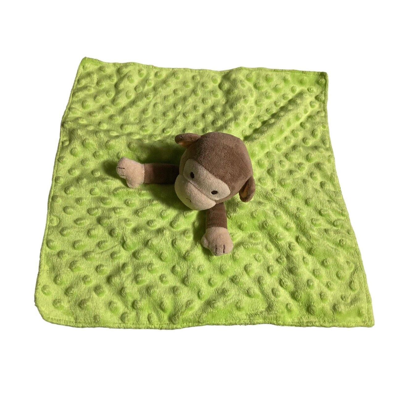 Okie Dokie Monkey Lovey Security Blanket Green Minky