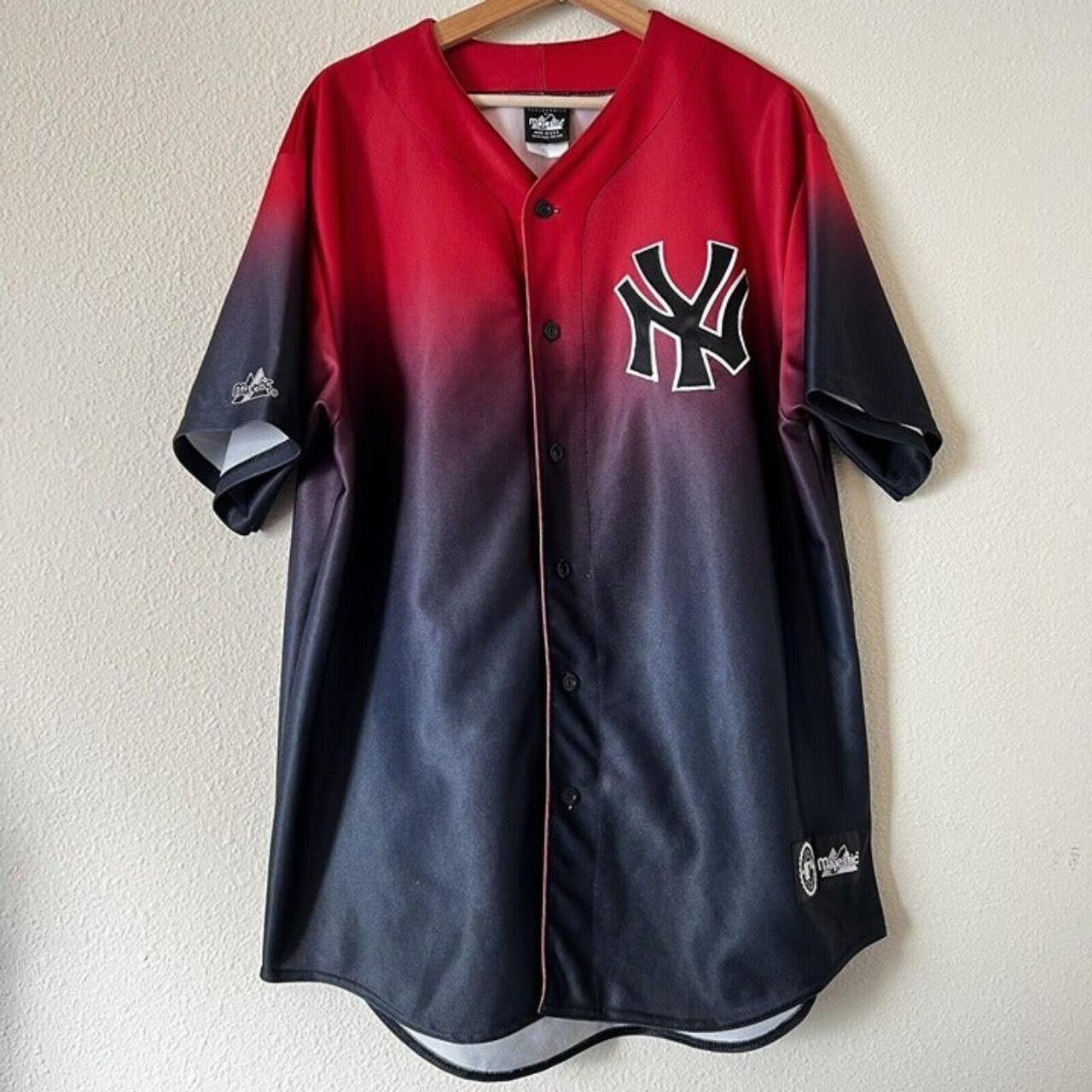 Vintage RED Yankees Jersey stitched Majestic - Depop