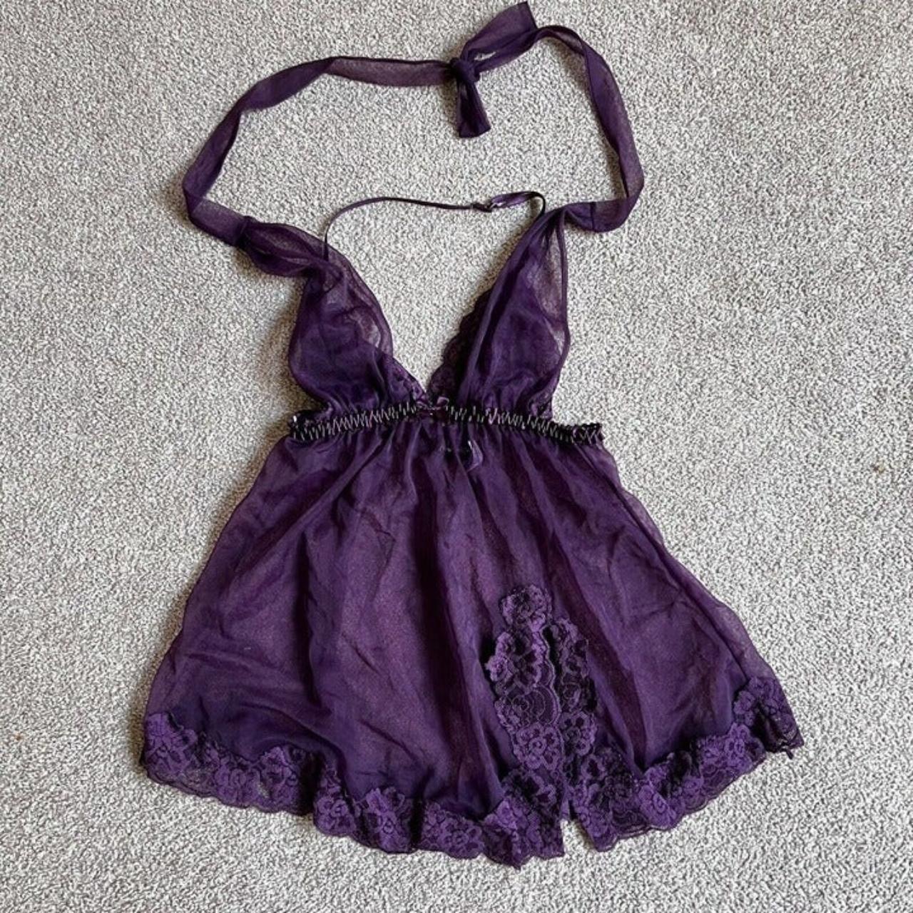 Vintage style Frederick’s Of Hollywood Purple Floral... - Depop