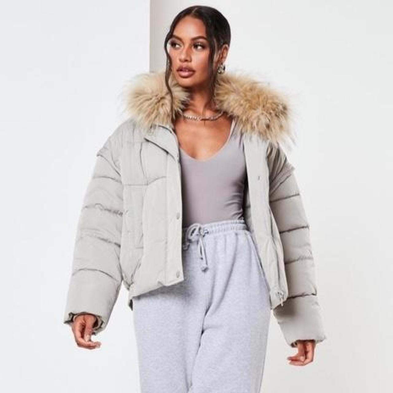 Missguided Grey Fur Puffer Coat BARELY WORN SIZE