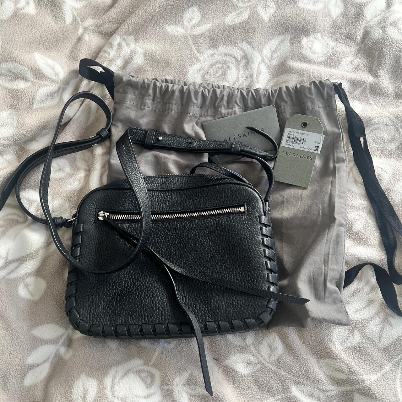 Allsaints KEPI Crossbody bag in black grain leather