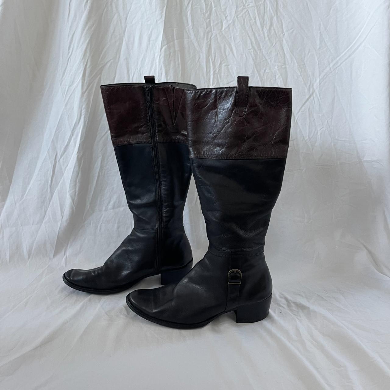 Vintage leather pointed toe knee-high boots ☆ No... - Depop