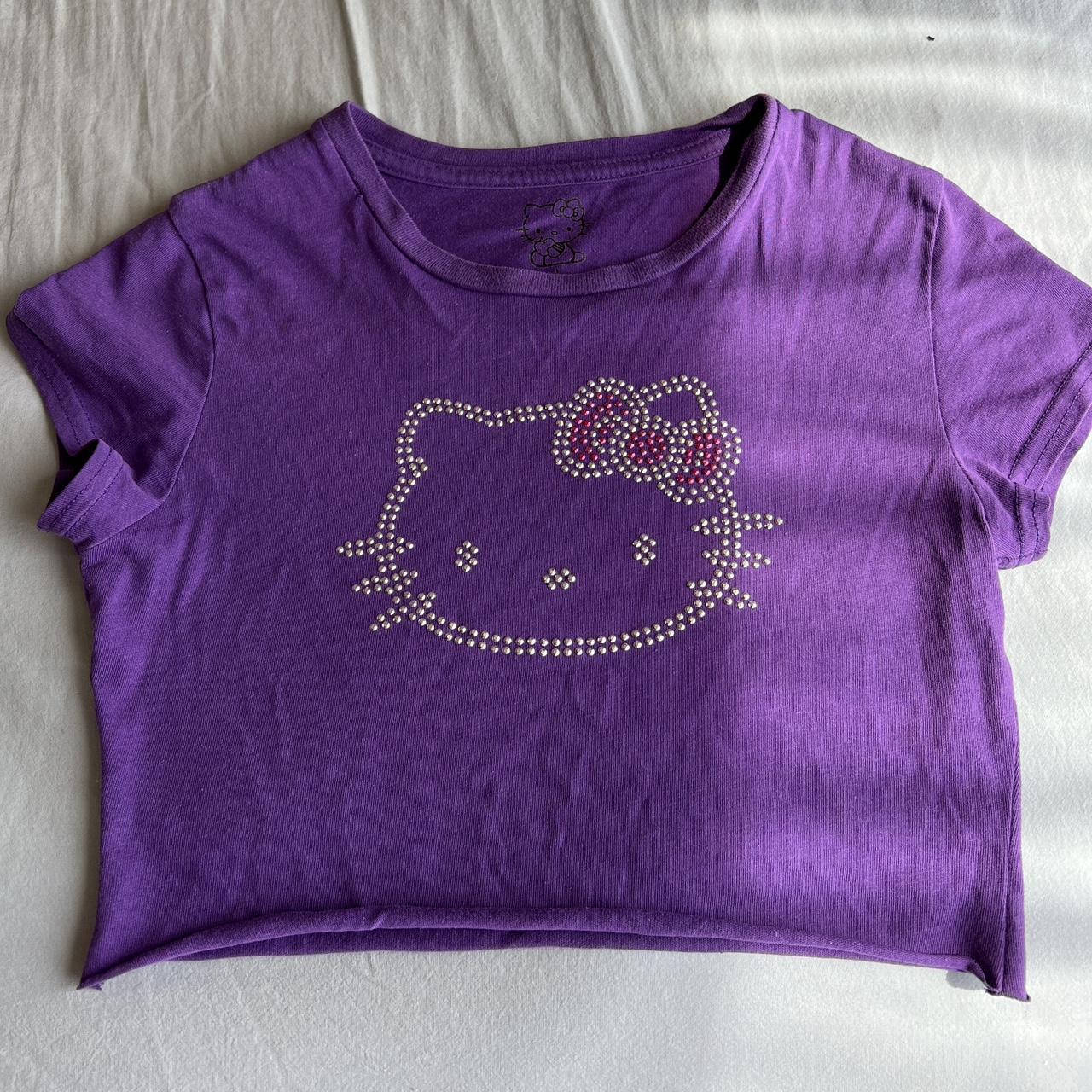 purple hello kitty bedazzled rhinestone crop top! 💜... - Depop