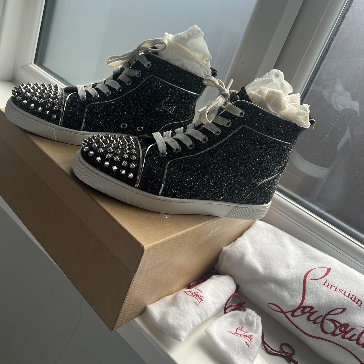 Women's Christian Louboutin Glitter trainers size - Depop