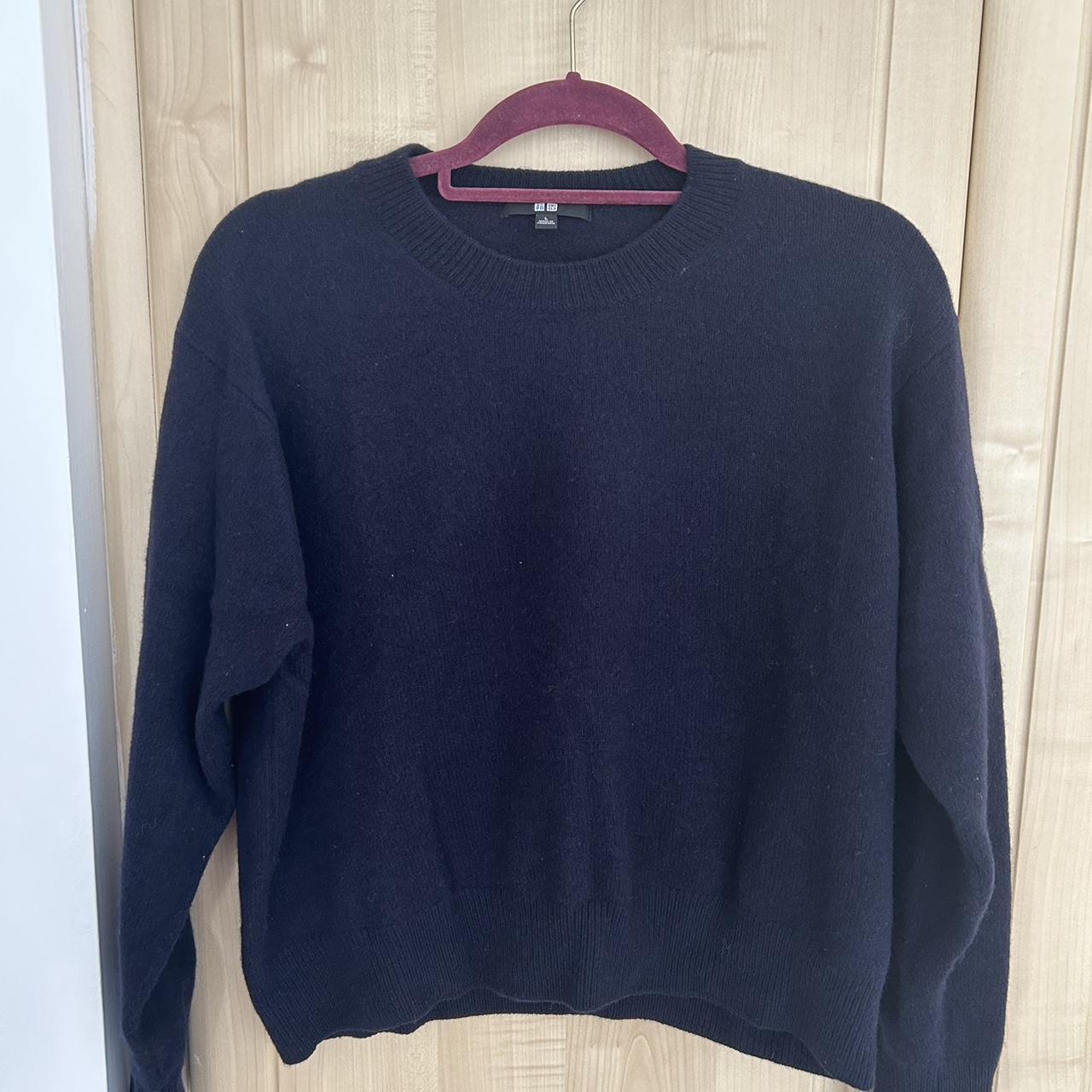 Navy Uniqlo lambs wool jumper. Really cute and cosy,... - Depop