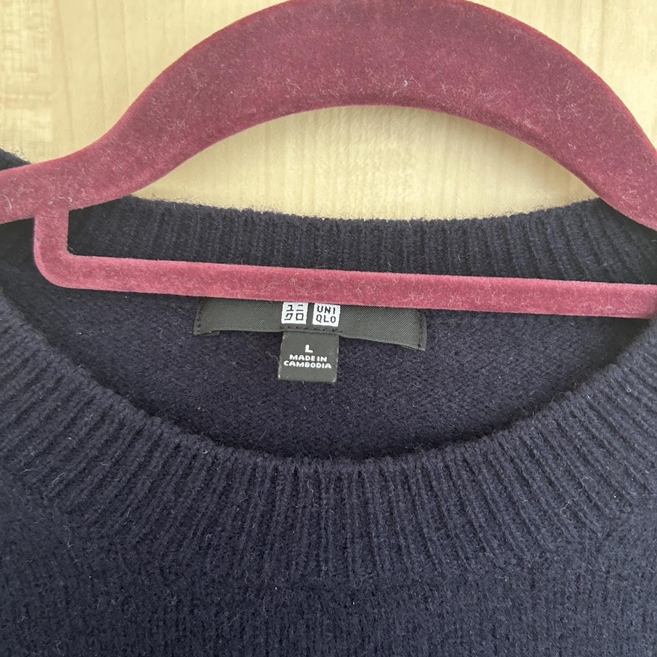 Navy Uniqlo lambs wool jumper. Really cute and cosy,... - Depop