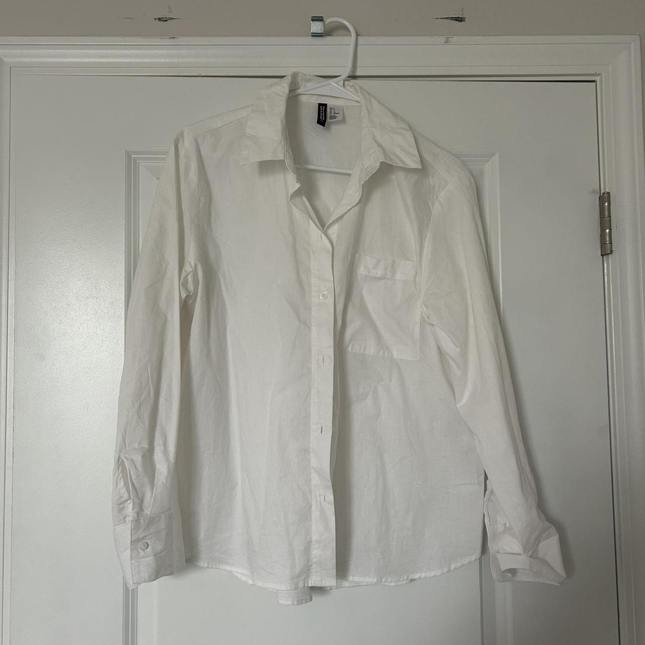 H&M Oversized White Button Down Shirt 🦢 Size small... - Depop