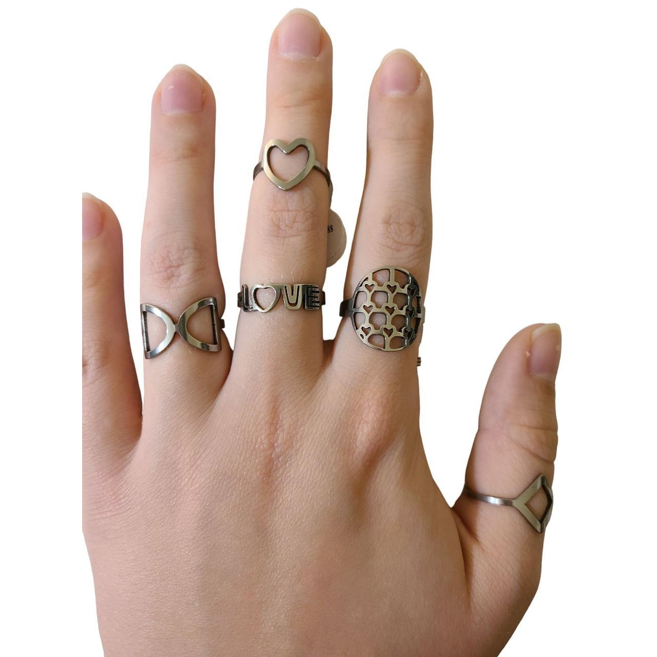 Five stainless steel rings. Sizes listed below. Make... Depop