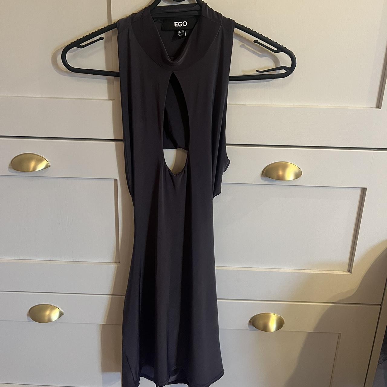 Ego Key Hole Cut Out Mini Bodycon Dress in Charcoal... Depop