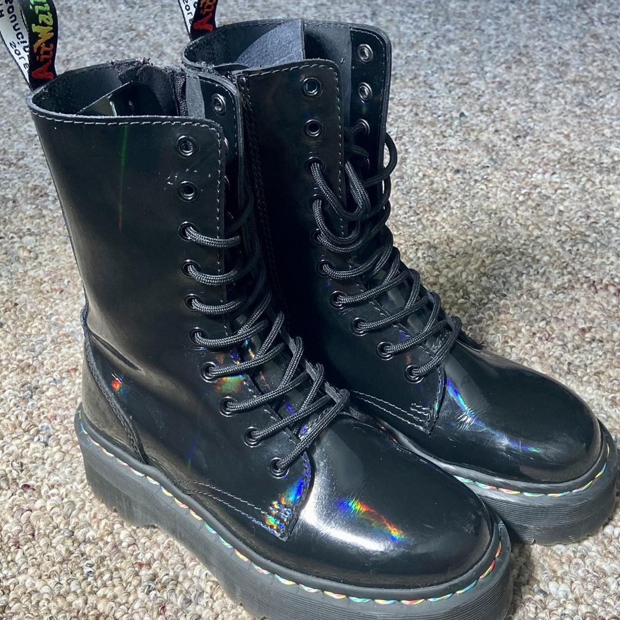 dr martens rainbow patent platform