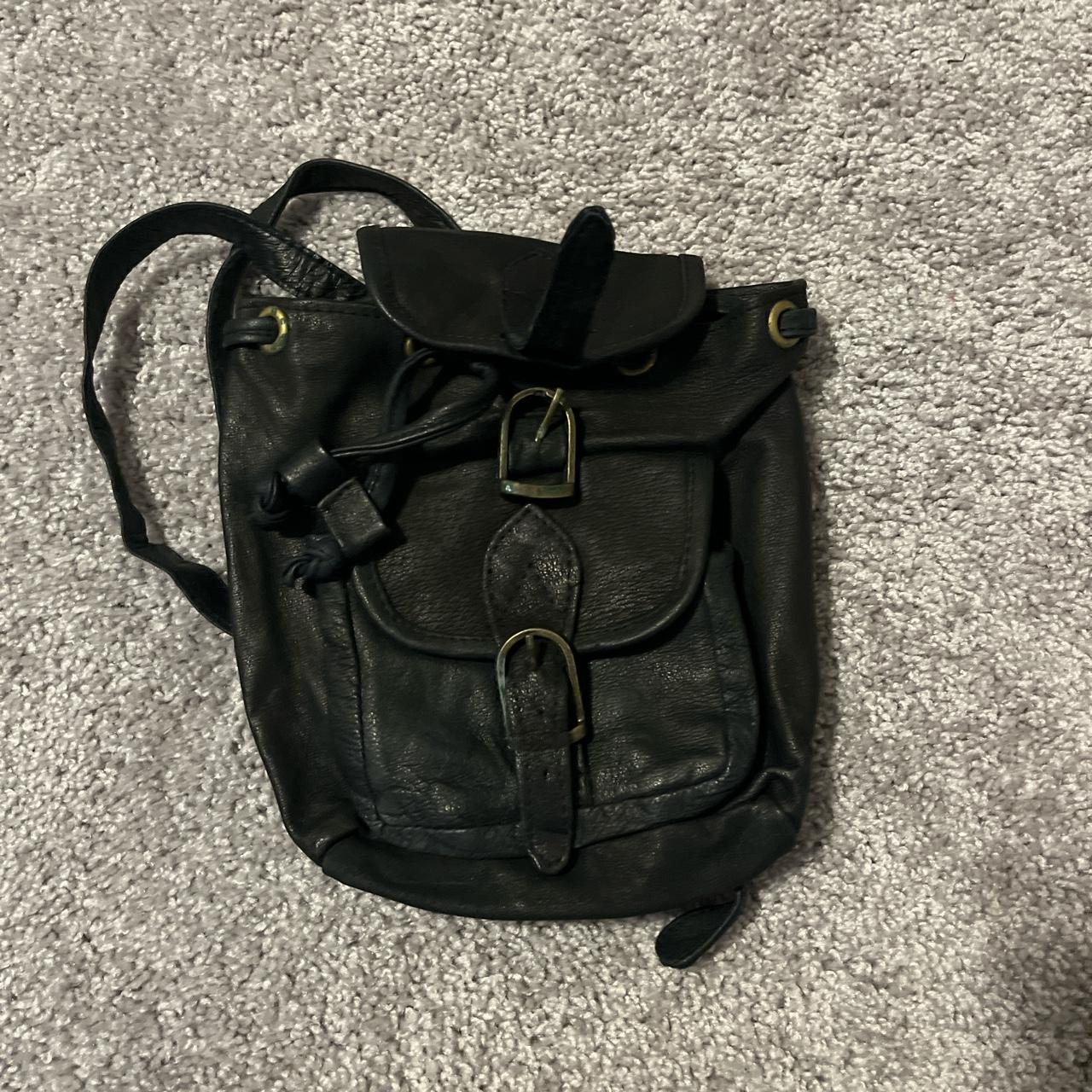 mini leather backpack never used smoke and pet free... - Depop