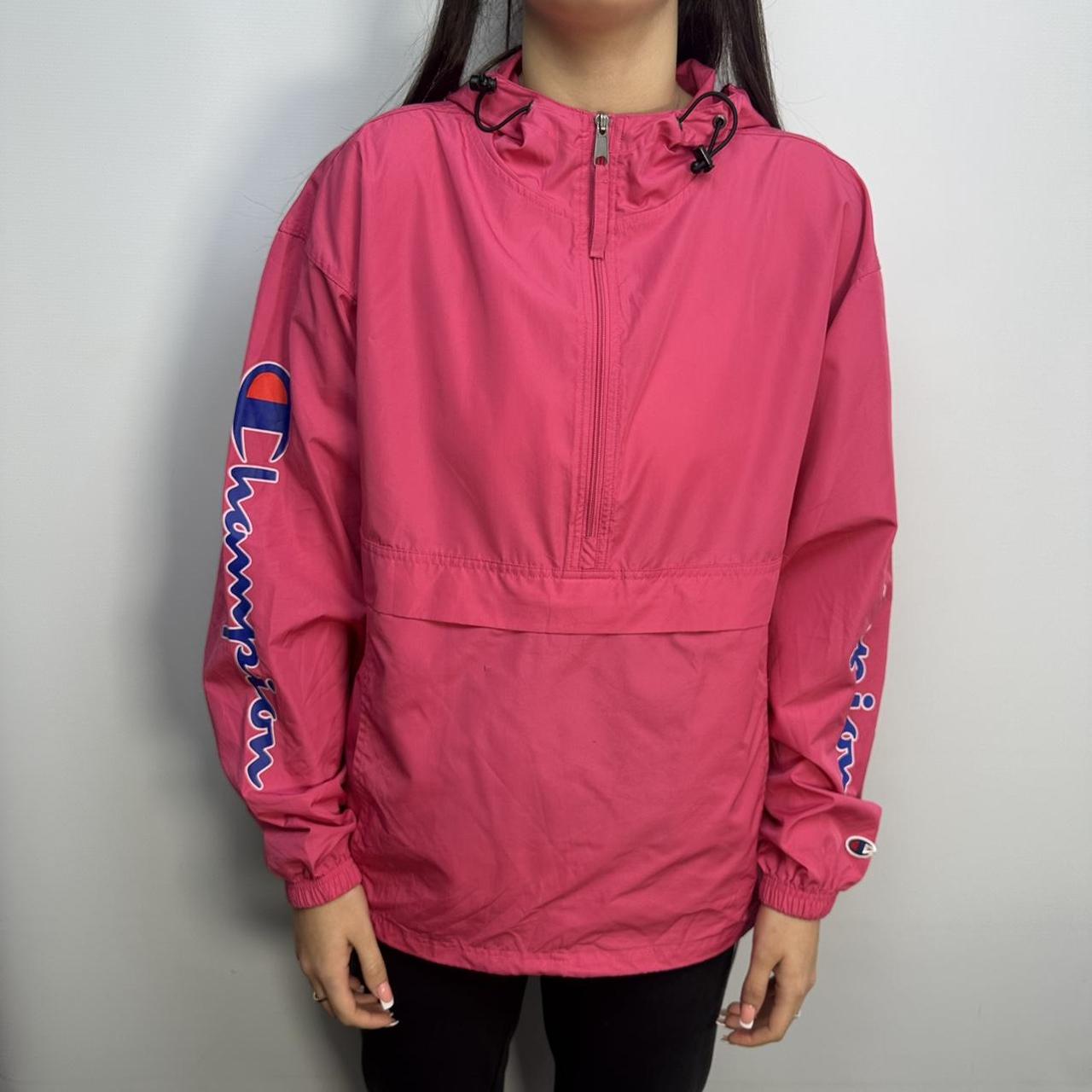 Vintage Champion waterproof in pink with hood and Depop