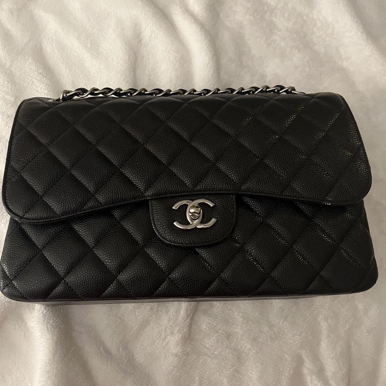 Black caviar jumbo double flap Silver hardware - Depop