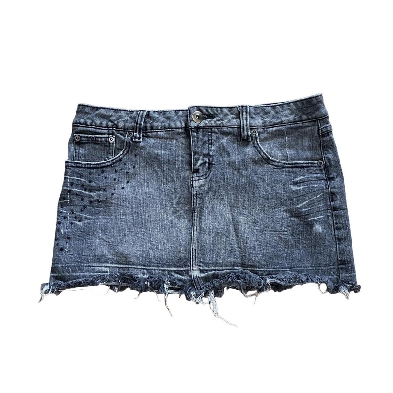 y2k black denim mini skirt 🪩 brand: no boundaries... - Depop