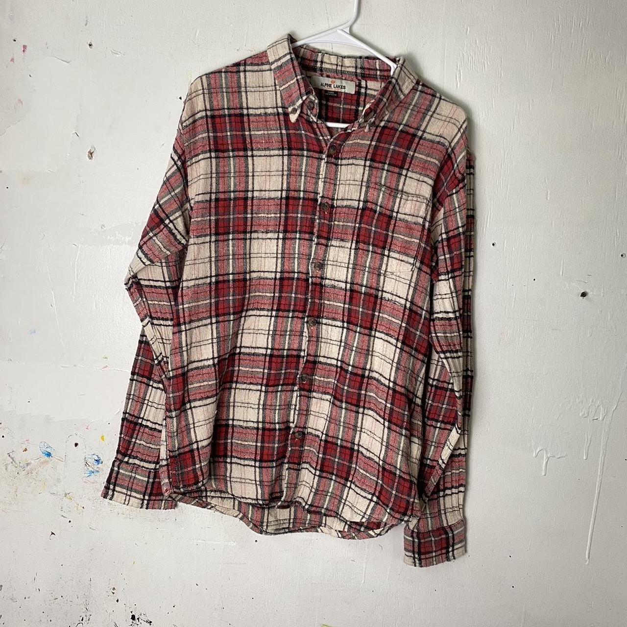 Women’s alpine lake flannel shirt Cream white ish... - Depop