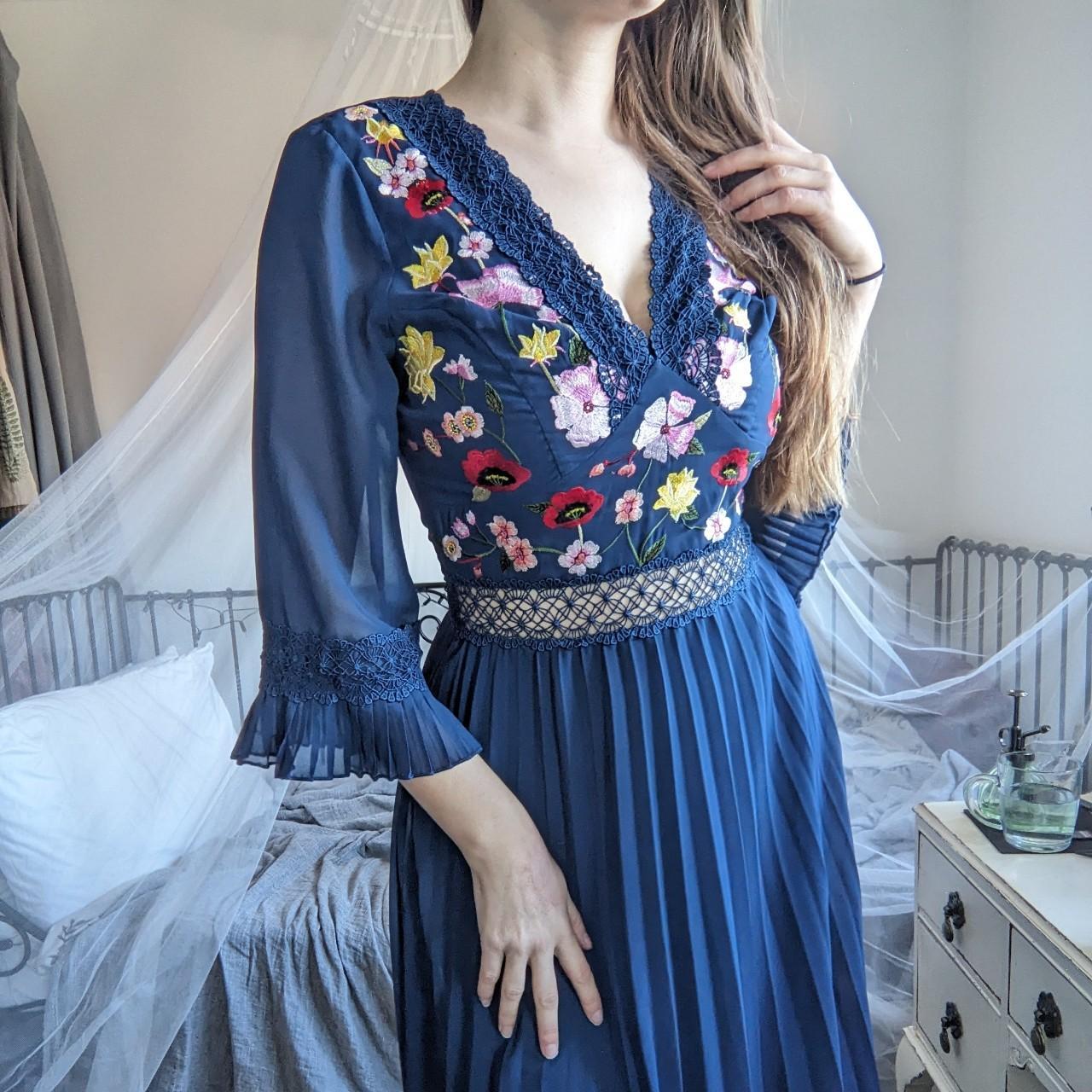 Asos blue embroidered dress outlet