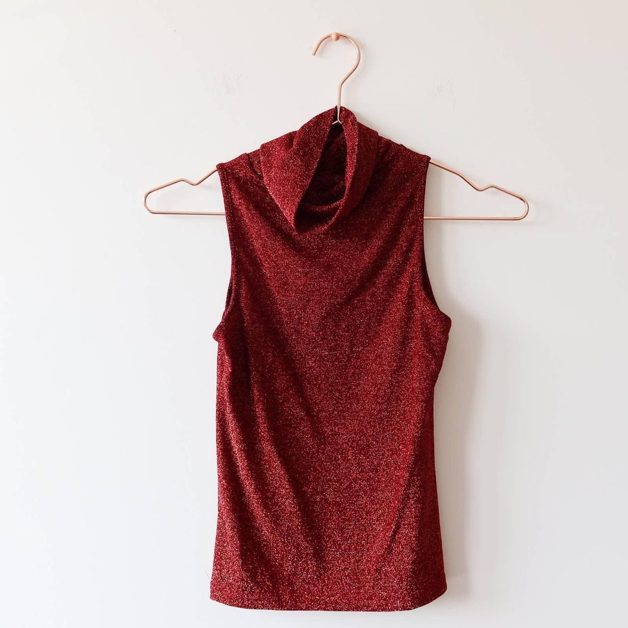 Red Sparkle Cowl Neck Tank Tank Top... - Depop