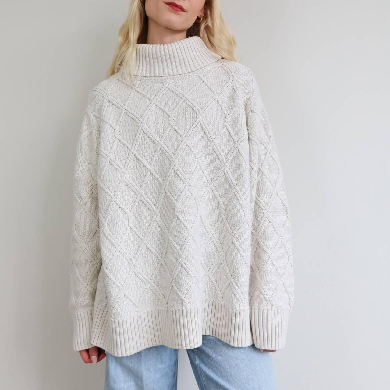 Oversized Off White Turtleneck Sweater Plus... - Depop