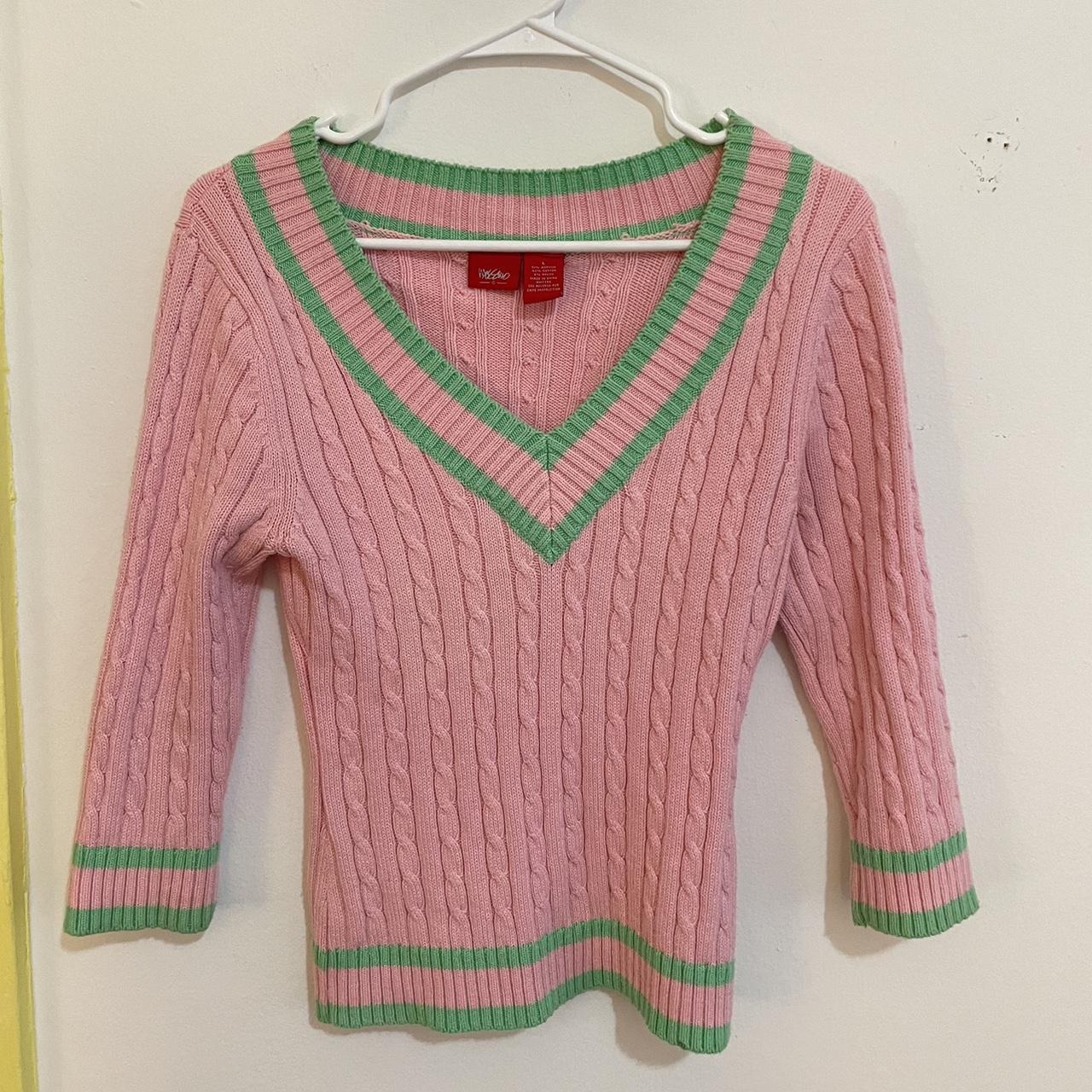 Mossimo Women's Pink and Green Jumper | Depop
