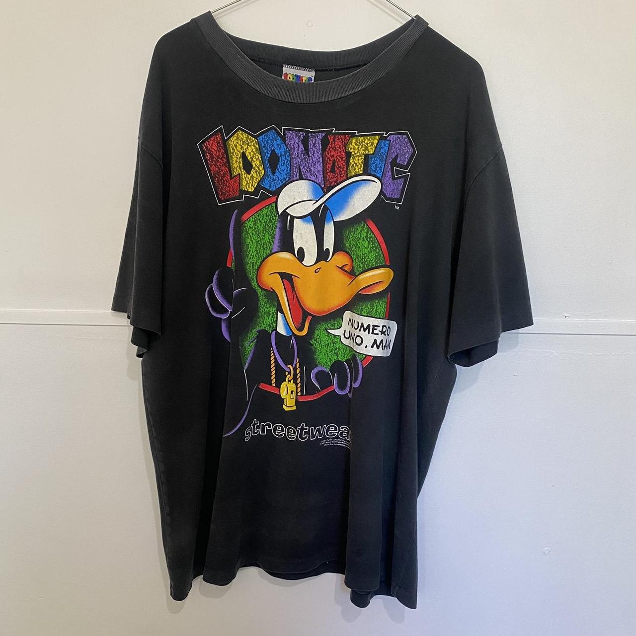 Vintage 90s Looney Tunes “LOONATIC” T-shirt - size... - Depop