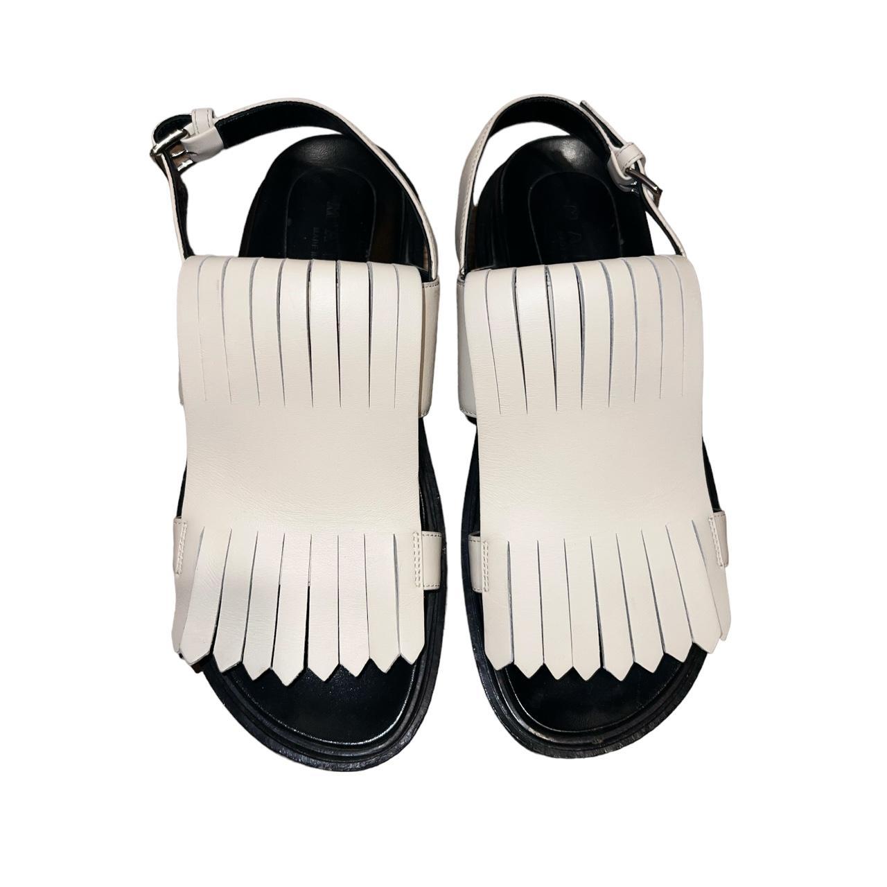 Marni White leather fringed Fussbet Sandals, in | Depop