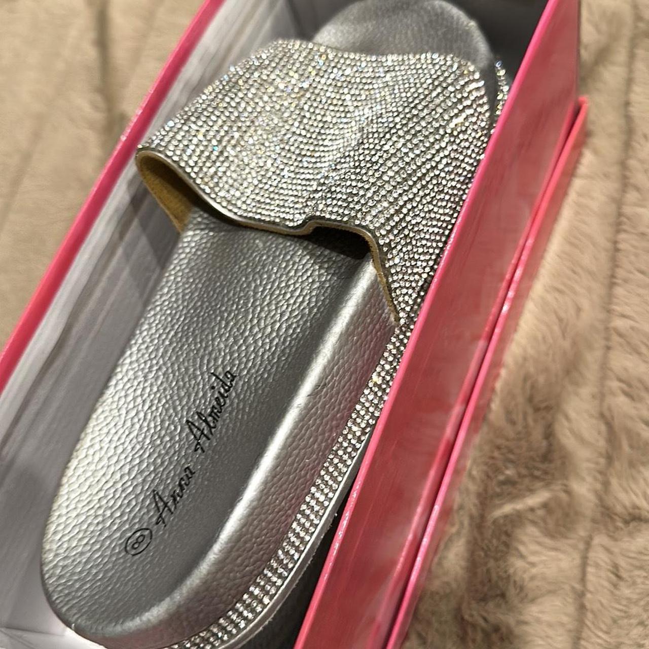 Silver sparkly women s slides Rhinestones a few are Depop