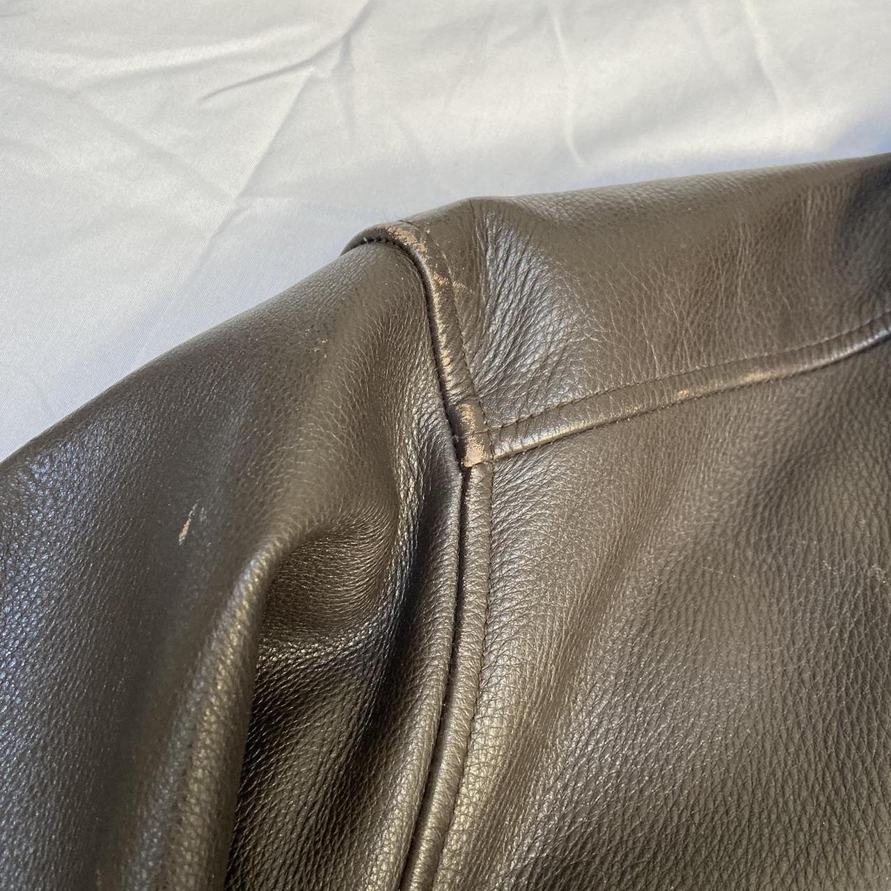 Vintage Eddie Bauer dark brown leather bomber... - Depop