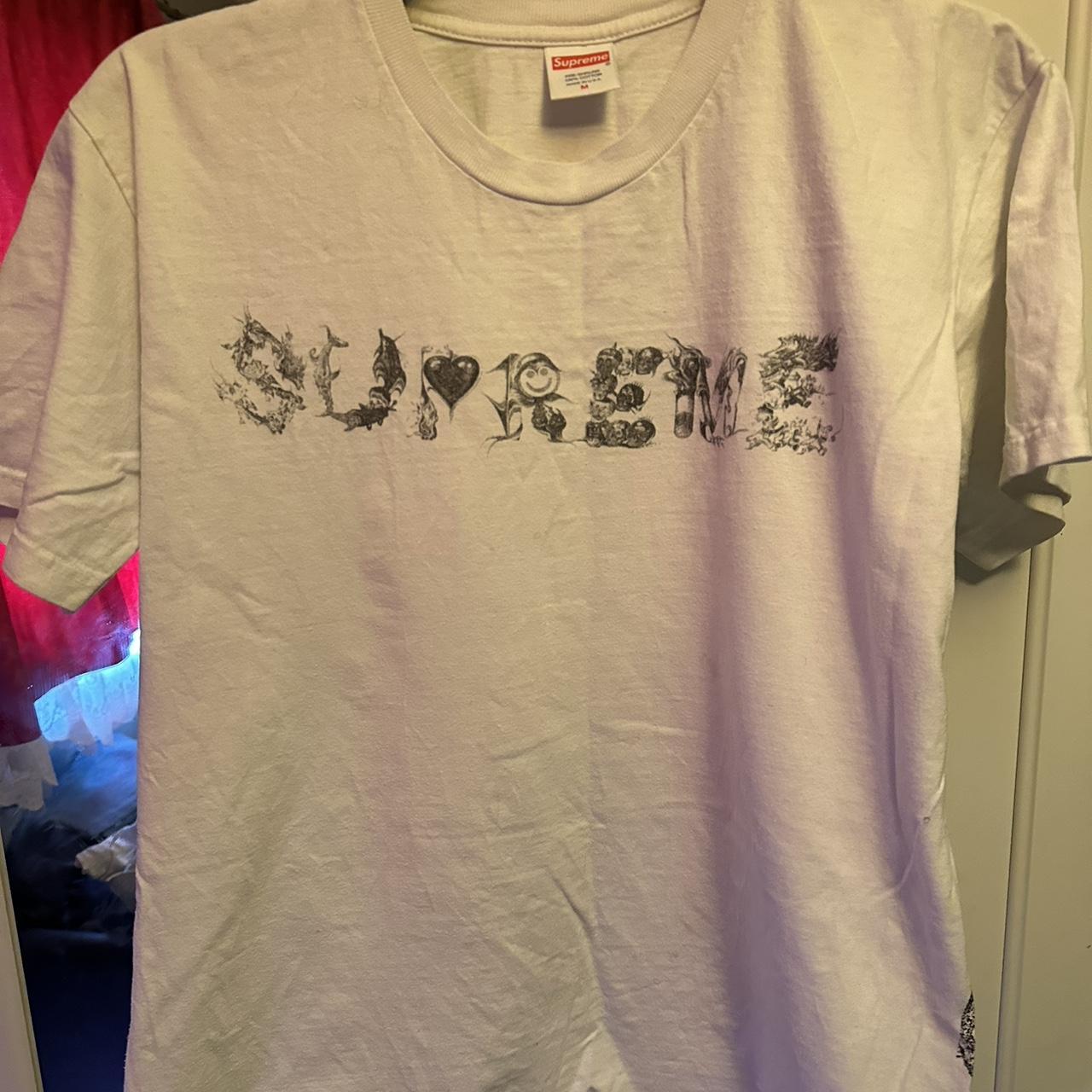 White supreme t shirt sick design - Depop