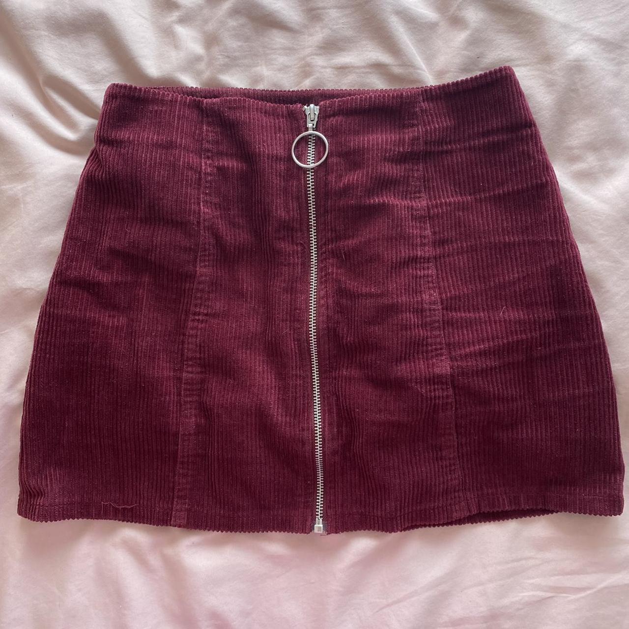 Forever 21 burgundy corduroy mini skirt Has ring... - Depop