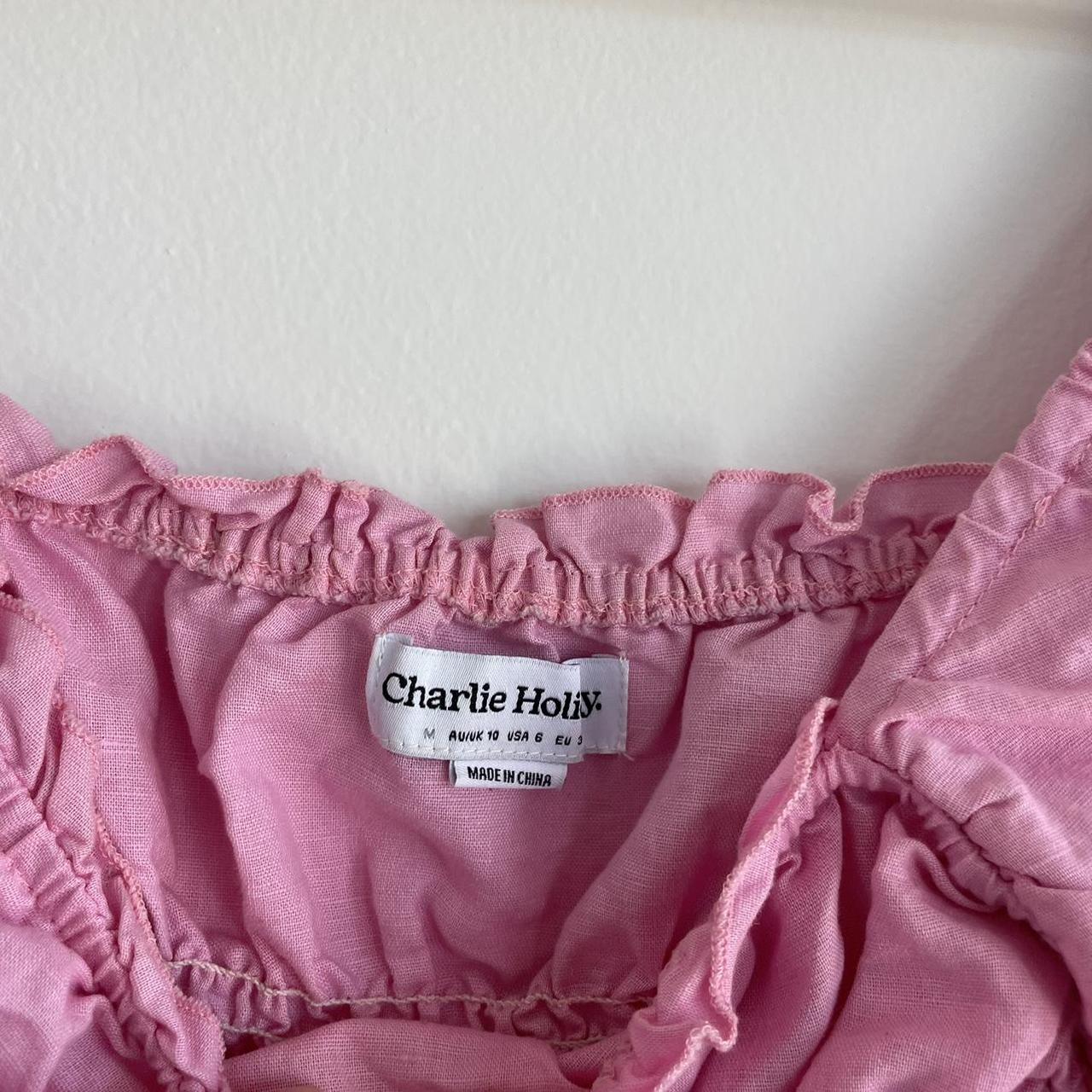 Charlie Holiday Pink Puff Sleeve Top Worn once... - Depop