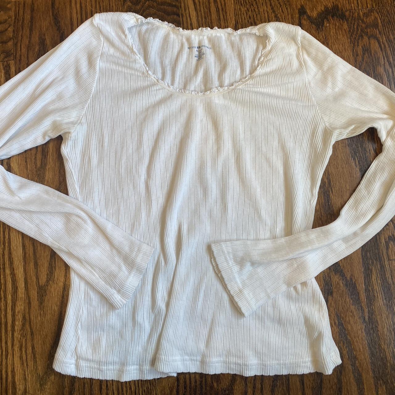 Brandy Melville white long sleeve top with ruffle