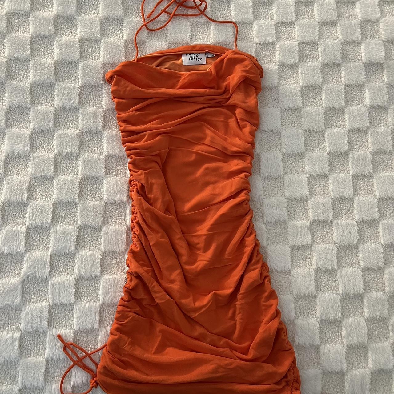 Princess Polly orange mini dress with ruched sides... - Depop