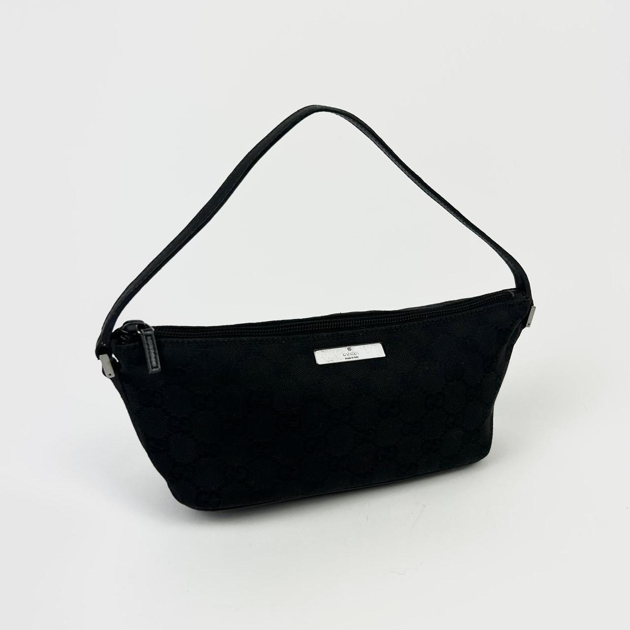 GUCCI Vintage GG Monogram Logo Pochette Mini Handbag Zip Black