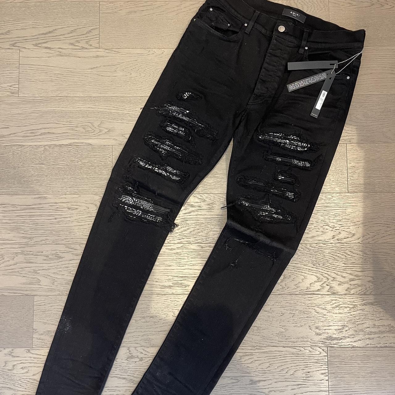 Amiri Black Bandana Thrasher Jeans, Brand New