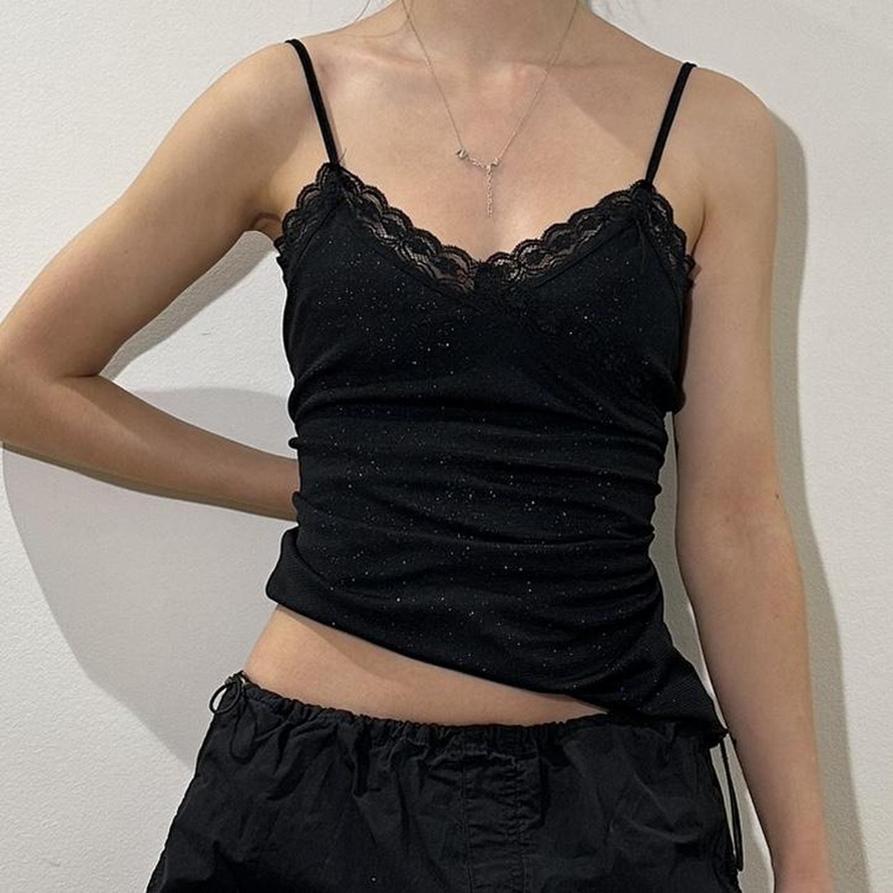 sparkly mesh double layer asymmetrical top Perf for... - Depop