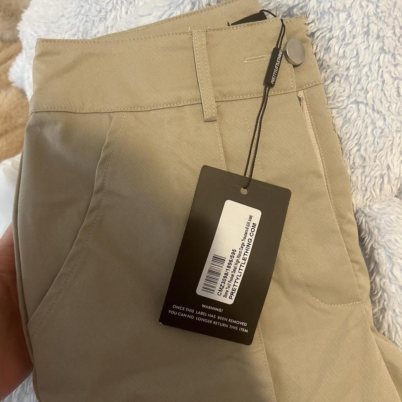 Stone Twill Pocket Detail High Waist Cargo Trousers
