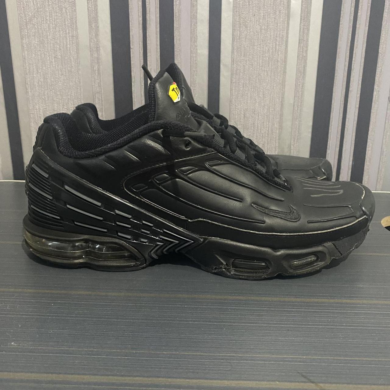 Nike Air max tns 3 triple black ️ leather material... - Depop