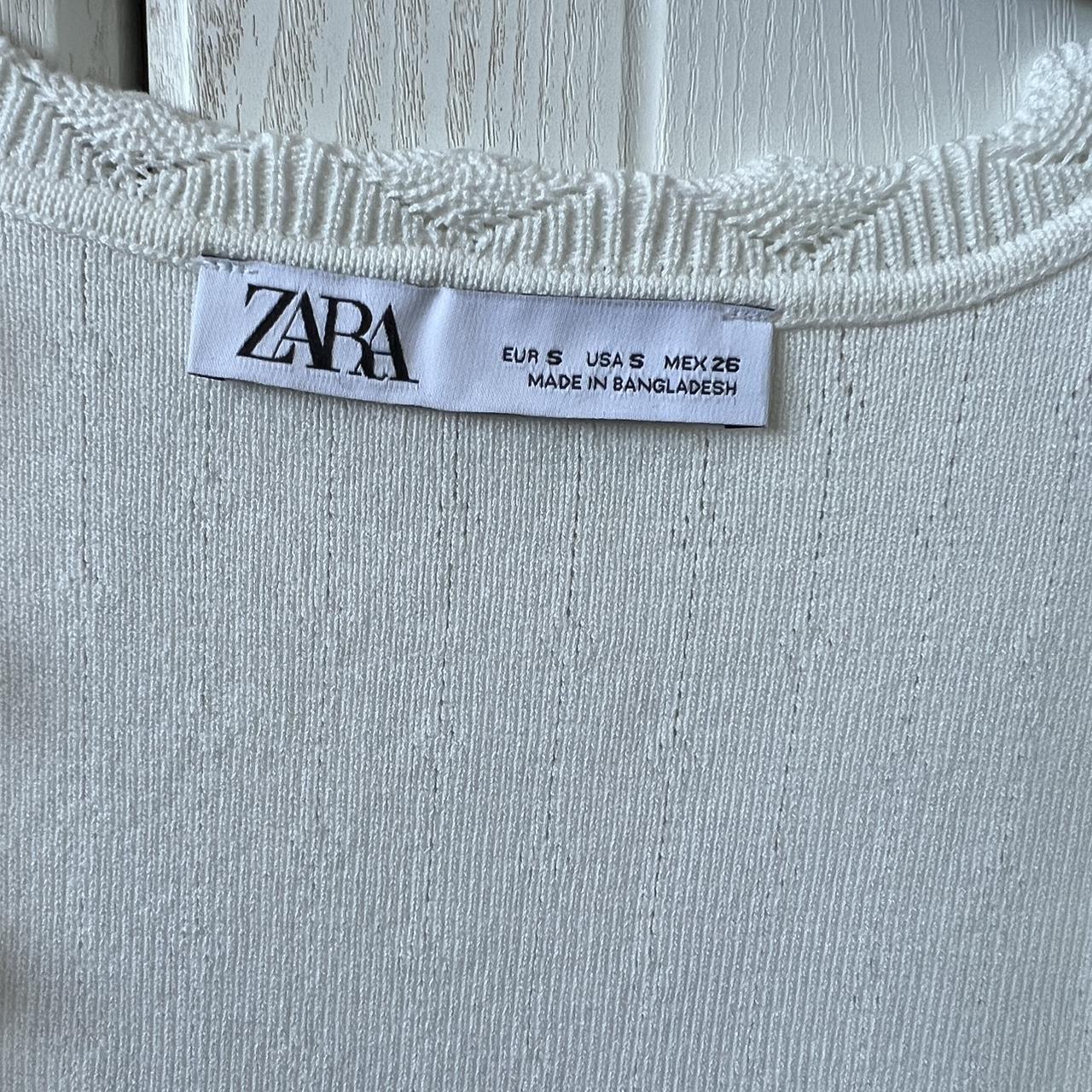 Zara white pointelle knit vest top Size S Brand new... - Depop