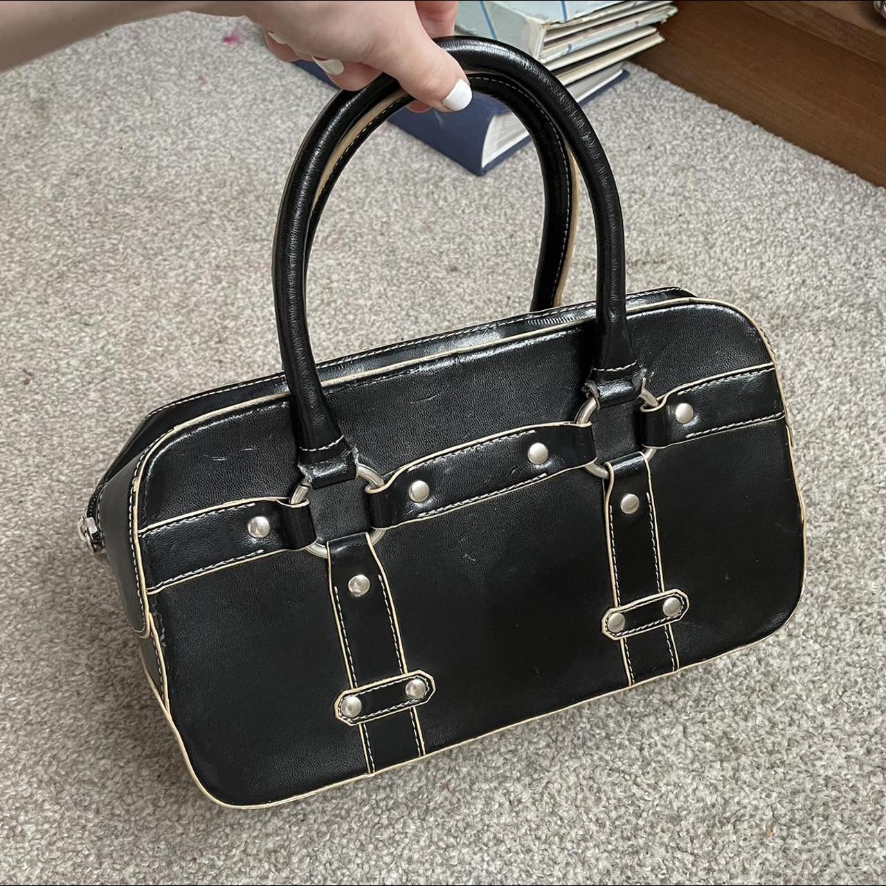 Vintage 2000s Debenhams black mini bag with silver o... Depop