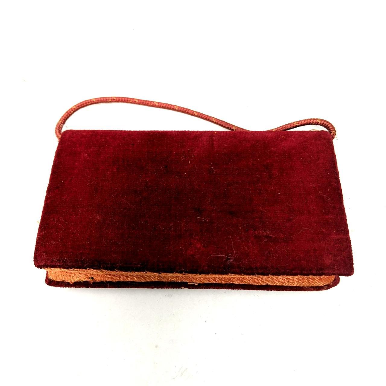 Vintage Zardozi Red Velvet Silver Wire Art deals Front Mini Flap Purse