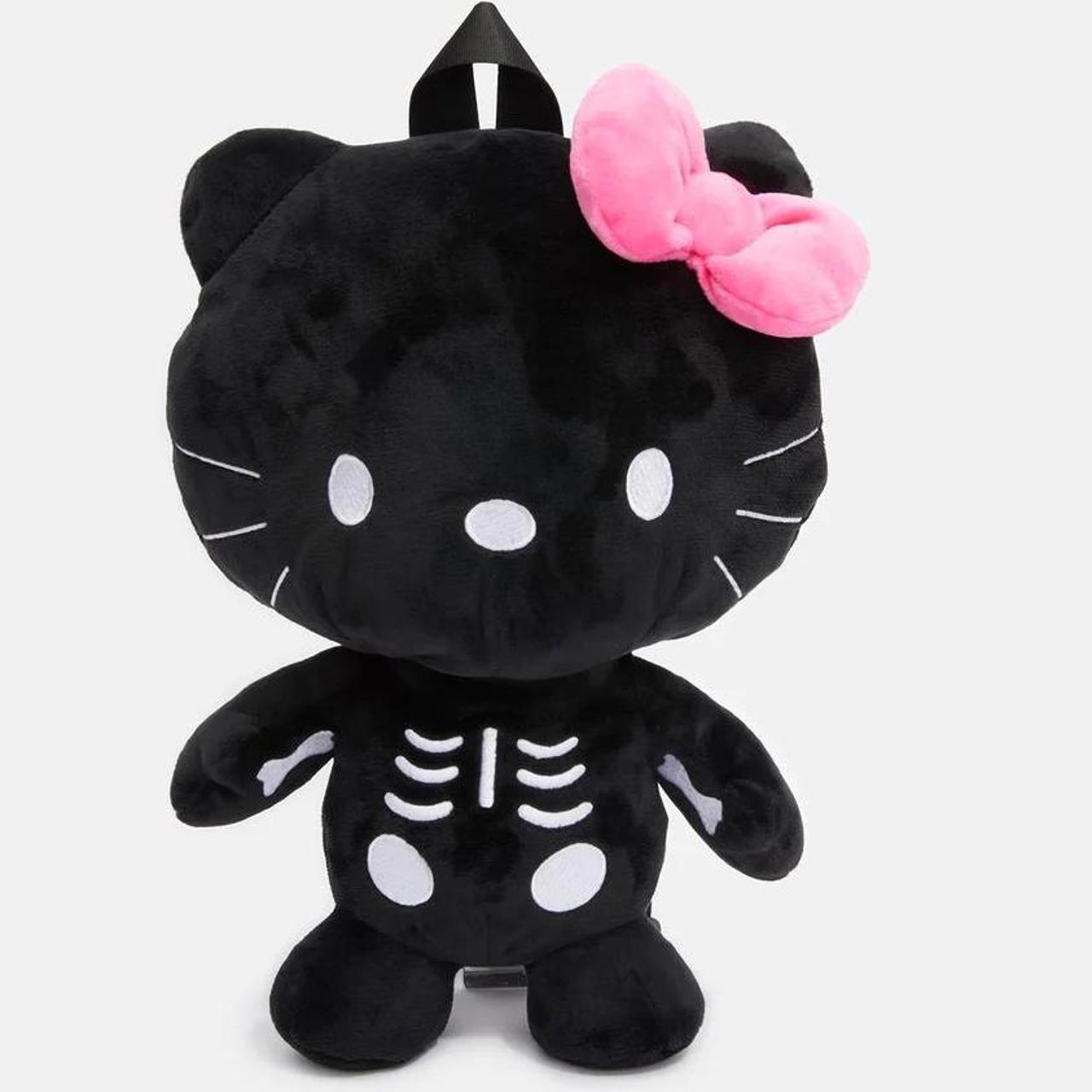 ♡ emo skeleton kitty black plushie (holdable)