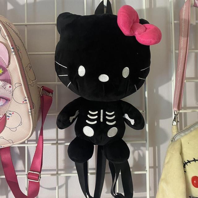 ♡ emo skeleton kitty black plushie (holdable)