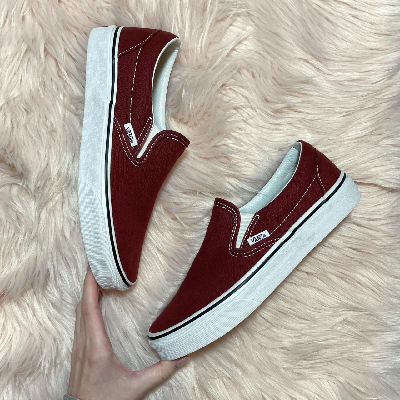 Maroon vans sales womens slip ons