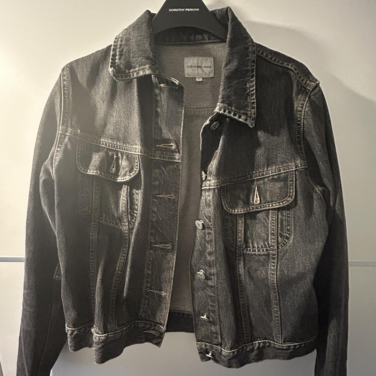 Calvin Klein Black Denim Jacket Size Medium Vintage - Depop