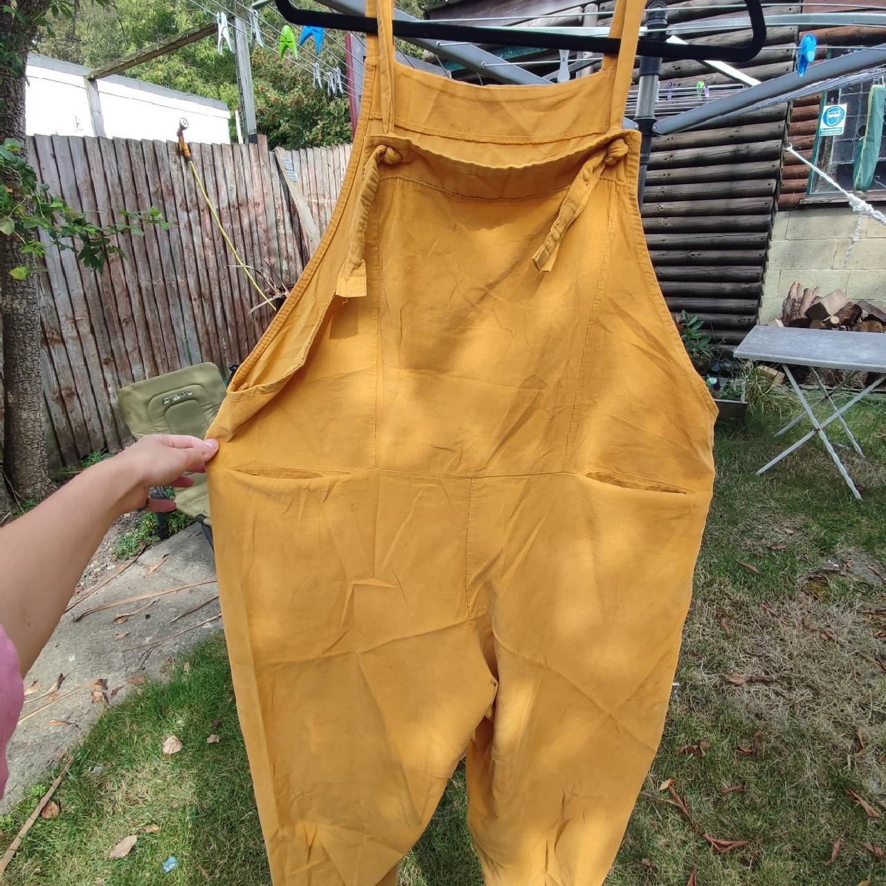 Stunning wide leg cotton yellow dungarees. So soft... - Depop