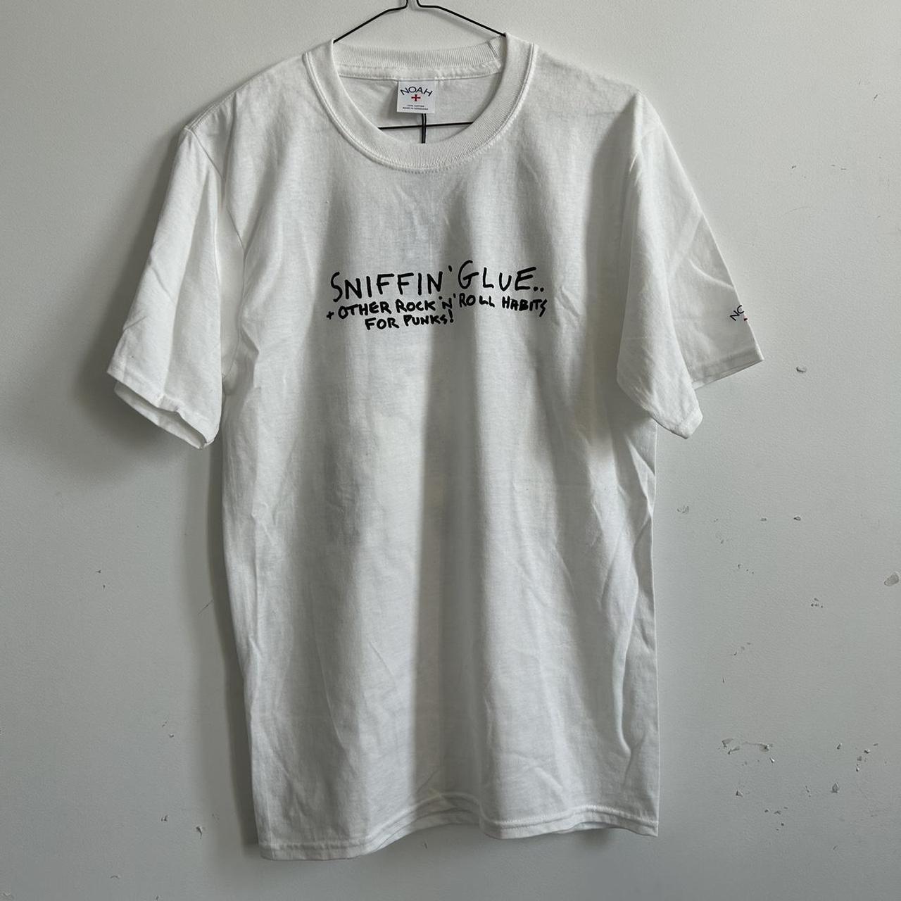 Noah X Sniffin Glue black and white graphic tshirt - Depop