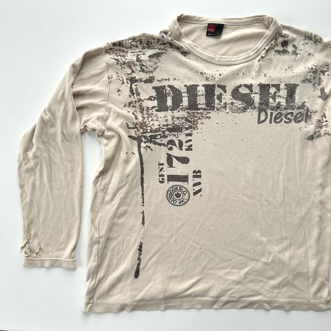 Diesel Women's Cream and Black T-shirt (3)